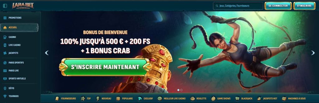 LaraBet Casino page accueil